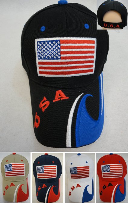 USA FLAG Hat [USA/Wave on Bill]